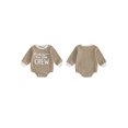 thumbnail image 2 of RUINIXCW New to The Crew Baby Boy Girl Fall Winter Outfit Bubble Romper Newborn Baby Boy Girl Hospital Coming Home Outfit Waffled Striped Letter Long Sleeve Bodysuit, 2 of 8