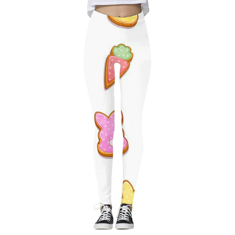 UoCefik Easter Leggings for Women Print Easter Rabbit Eggs Bunny Workout  Leggings Graphic Tummy Control High Waisted Tights Novetly Yoga Pant White  M 