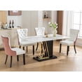 thumbnail image 3 of ODUSE-DAILY Dining Chairs Set of 2, Kitchen & Dining Room Chairs, Nailheads Tufted Chair, Sillas De Comedor, White PU & Pink Velvet Upholstered, Wood Legs (Two-Tone, 2 Pcs), 3 of 12