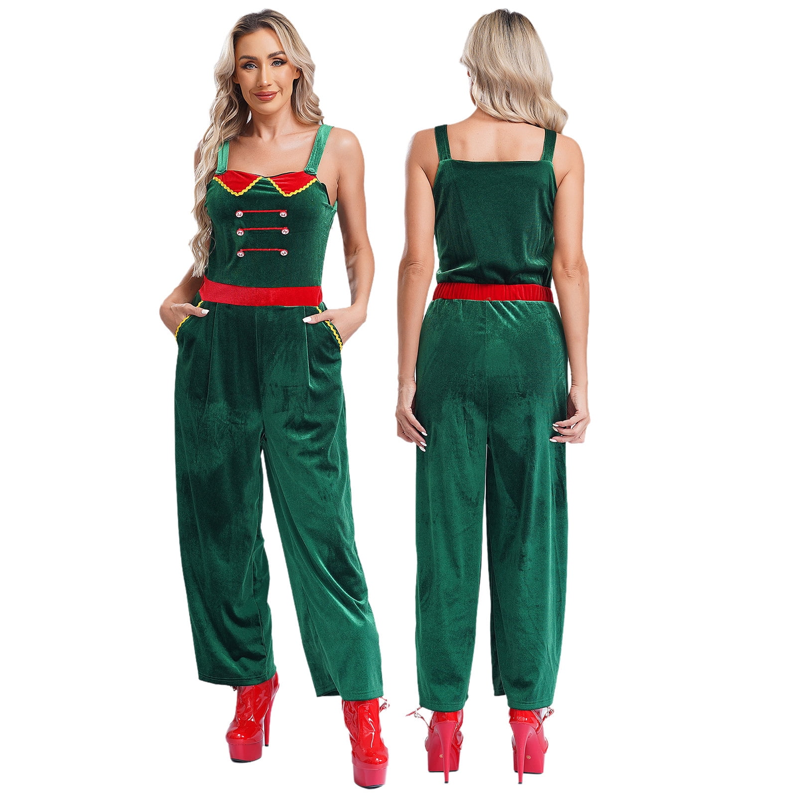 Ärmelloser Damen-Latzhosen-Overall – Weihnachts-Strampler Mit Neckholder, Lässig & Bequem Für Die Festtage