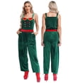thumbnail image 6 of iEFiEL Women Christmas Overalls Jumpsuit Mrs Santa Claus Costume Sleeveless Wide Leg Pants Rompers for Xmas Party Green XL, 6 of 7
