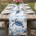 thumbnail image 4 of Blue Turtle Coastal Table Runner 108 Inches, Beach Starfish Nautical Coral Botanical Bed Runner Dresser Scarves Tabletop for Indoor Outdoor Parties/Ceremony/Banquet, 13"x 108", 4 of 9