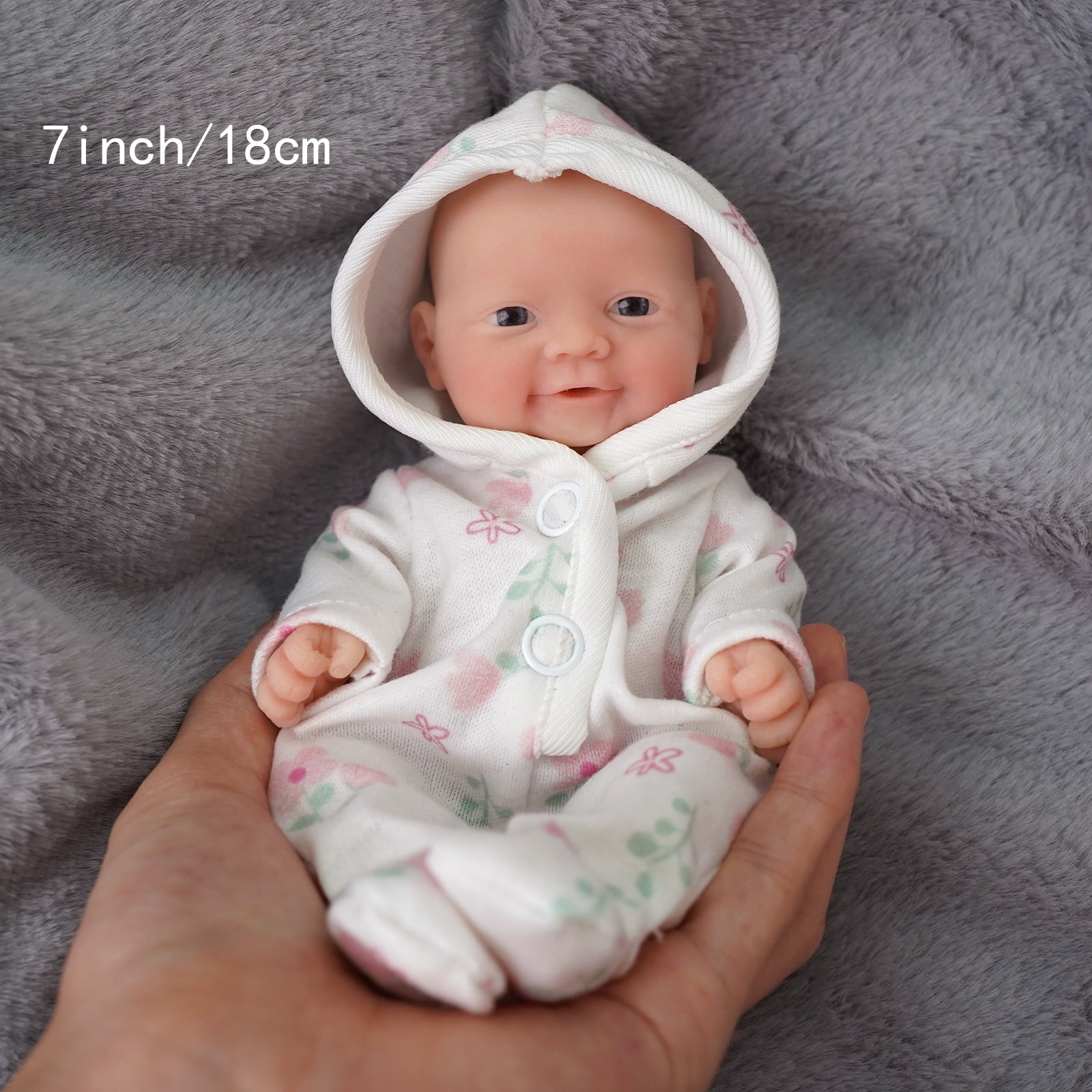 Mini Reborn Baby Doll Silicone Full Body 7 Inch Miniature Realistic Newborn Doll Lifelike Sleeping Girl The Look Real Baby Doll with Clothes Feeding Accessories for Age 3 +