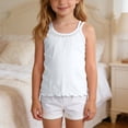 thumbnail image 2 of WAVSUF Girls Cami Tank Tops Crew Neck Sleeveless Ruffle Hem Kids Summer Casual Daily Underwear White Size 6, 2 of 9