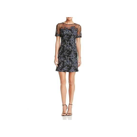 Tadashi Shoji Womens Mesh Floral Print Party Dress