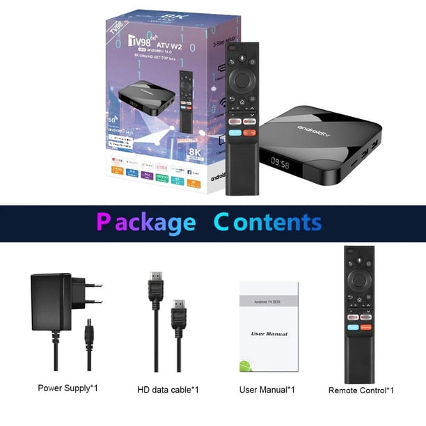 ATV Android 14 Smart TV Box 4GB 64GB AV1 S905W2 Quad Core Dual