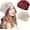 Wine Red and Beige, variant on 2 Pieces Floral Crochet Slouchy Beanie Hat Handmade Knit Cutout Women Floral Skull Cap Stretchy Knitted Crochet Hat for Women