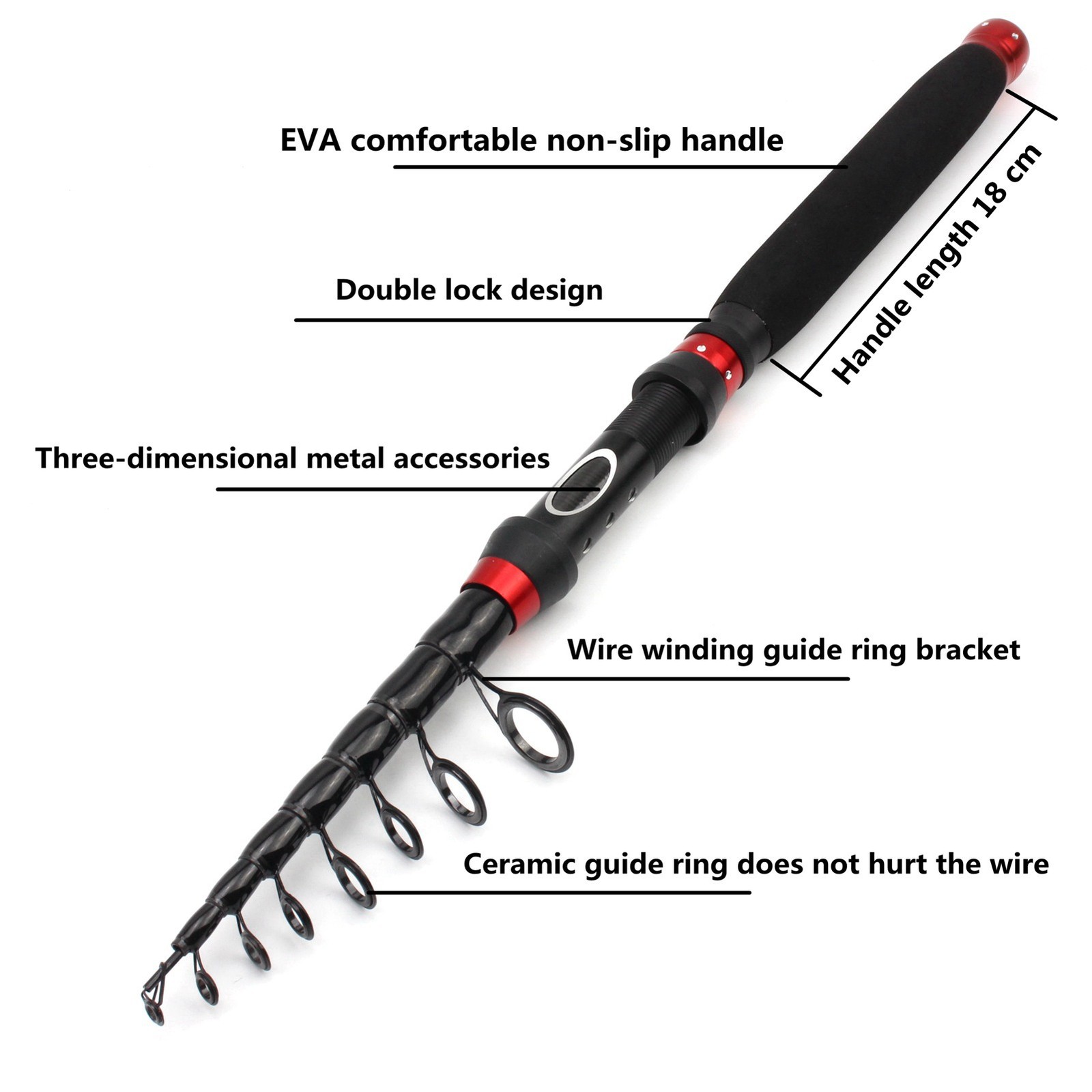 Rock Fishing Rod Carbon Fiber Spinning Telescopic Fishing Rod 1.8M 2.1M 2.4M 3M