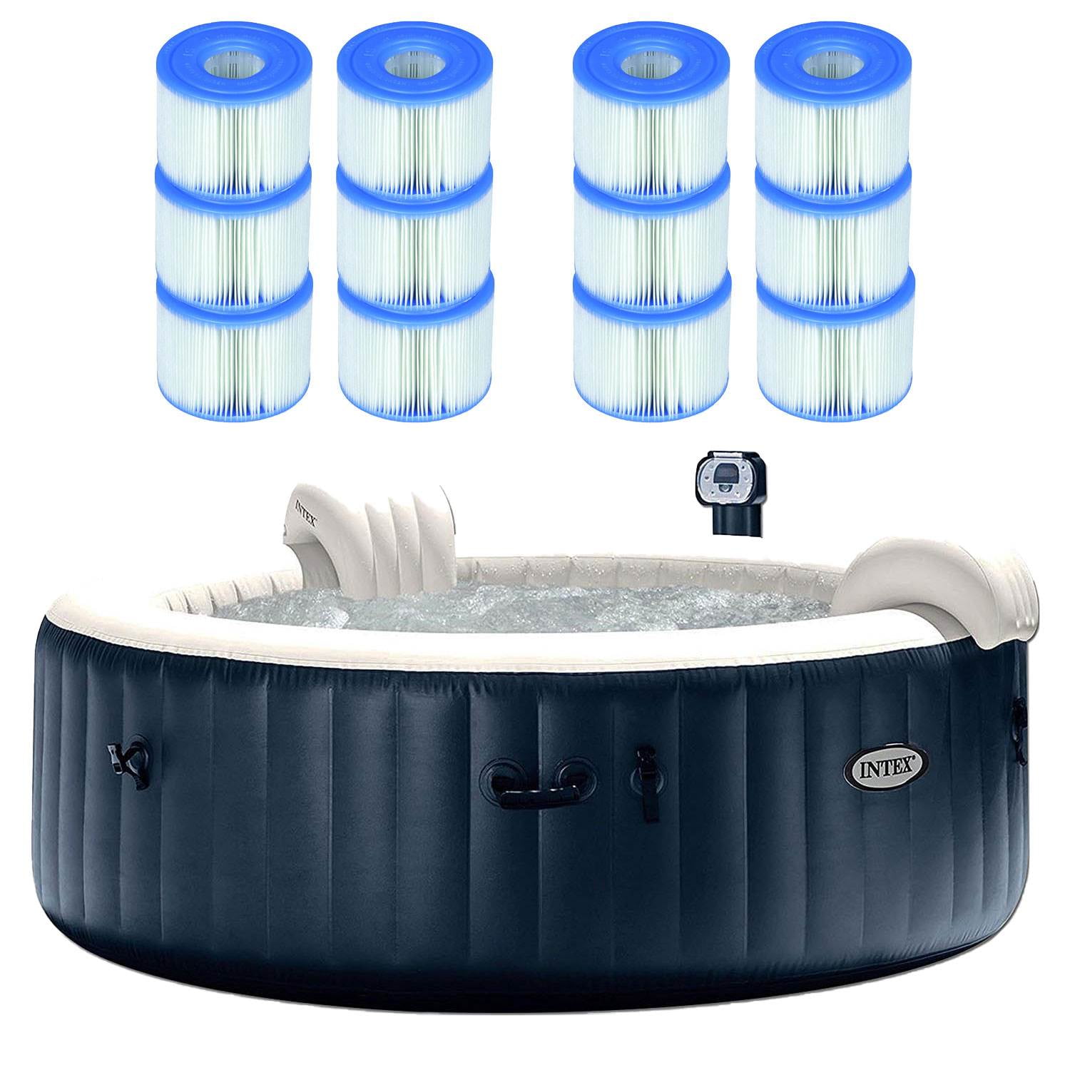 Intex PureSpa Inflatable 6 Person Hot Tub with 12 Type S1 Filter Cartridges