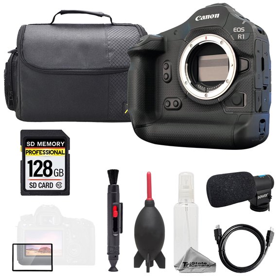 Canon EOS R1 (Body)   Mic   128GB   Bag  Screen Protector- Basic Kit (International Version)