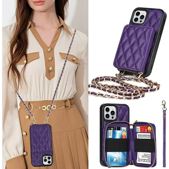 Crossbody Wallet Case for iPhone 13 Pro with Strap Lanyard,iPhone 13 Pro Phone Case Purse Cover for Women Men with 9 Card Holder Slots,Flip PU Leather 6.1 inch,White