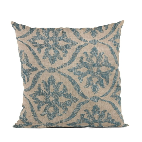 Plutus 18" x 18" Flowers Jacquard Luxury Throw Pillow in Blue