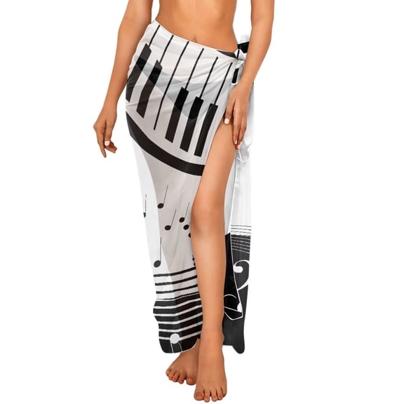 Uourmeti Piano Music Note Sarong Bathing Suit Cover Up for Women Long Pareo Wrap Skirt Beach Swim Coverup