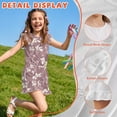 thumbnail image 5 of ZIATUBLE4S Dusty Pink Floral Vine Print Girls Summer Short Jumpsuits Flutter Sleeves One-Piece Romper Soft Comfort Kids Casual Playsuit with Pockets for 11-12 Y, 5 of 6