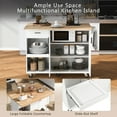 thumbnail image 6 of Kitchen Island with Folding Drop Leaf Breakfast Bar, Portable Rolling Kitchen Cart with Large Storage Cabinet, Shelf and Drawer, 47.2 Inch Work Station with Solid Wood Top, White, 6 of 9