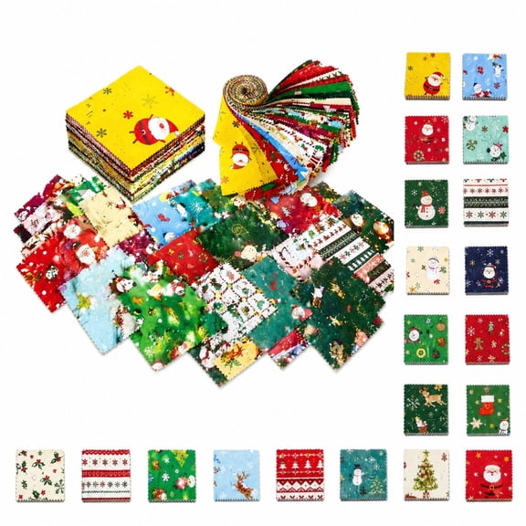Christmas Quilt Squares with Pre-Cut Edges and Holiday Prints, 100% Cotton Quilting Squares for Seasonal Patchwork Projects and Creative Crafting, Festive Christmas Gift Ideas for