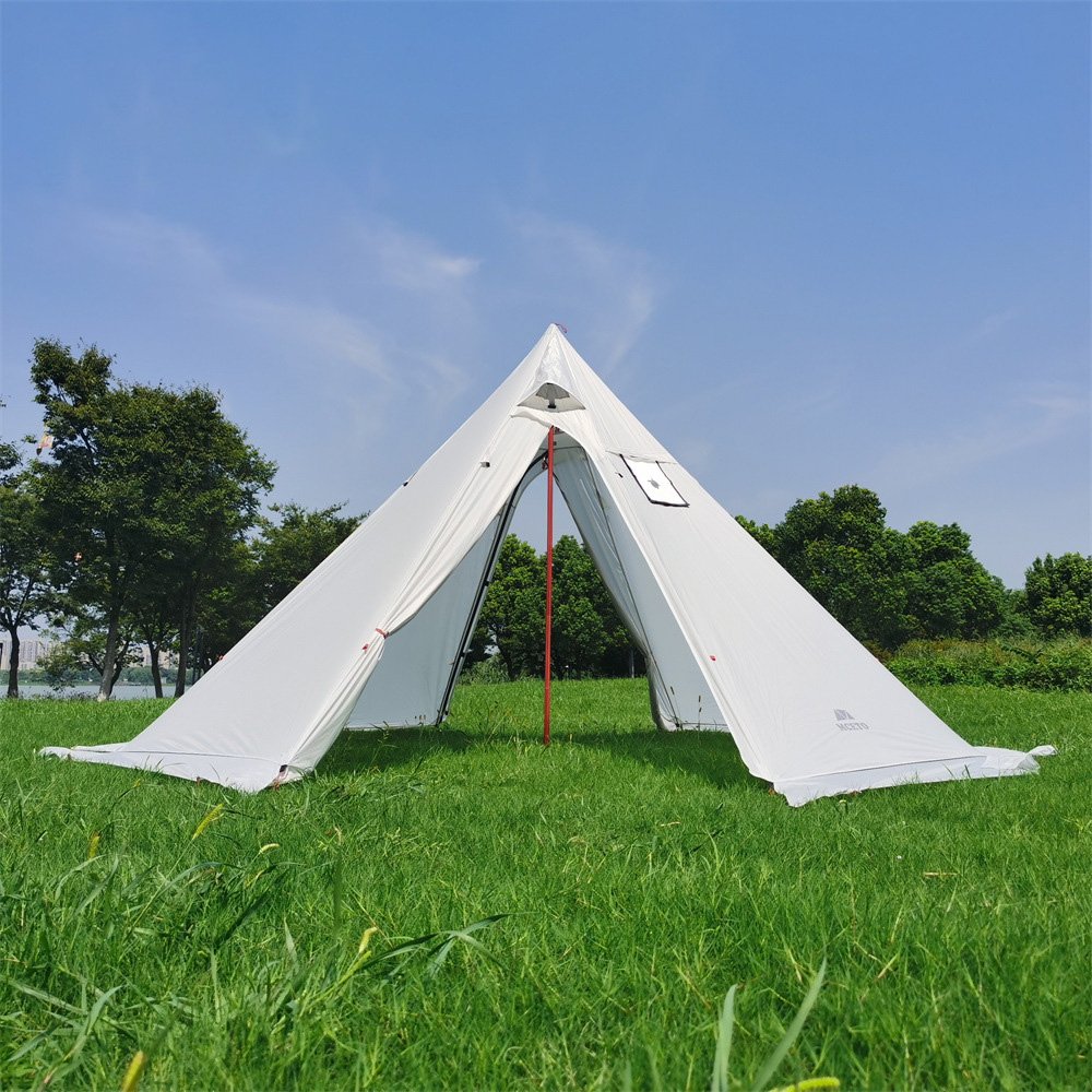 Kadahis Tipi Hot Tent with Fire Retardant Stove Jack for Flue Pipes, 4~6 Person, 20D Nylon Coated Silicone Waterproof 4000mm, Lightweight, Teepee Tents for Family Team Outdoor Camping Hiking
