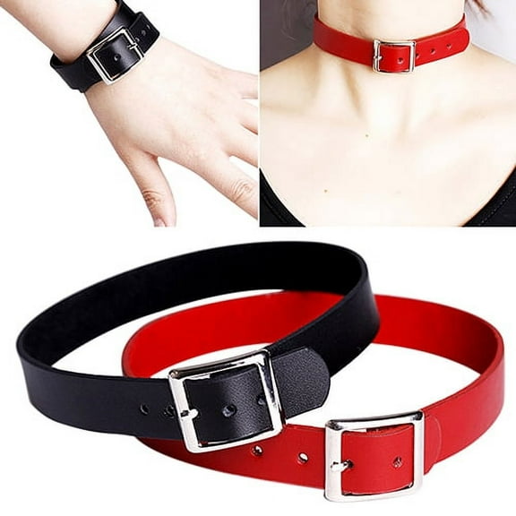 AYYUFE Punk Leather Belt Choker Collar Necklace Women's Club Birthday