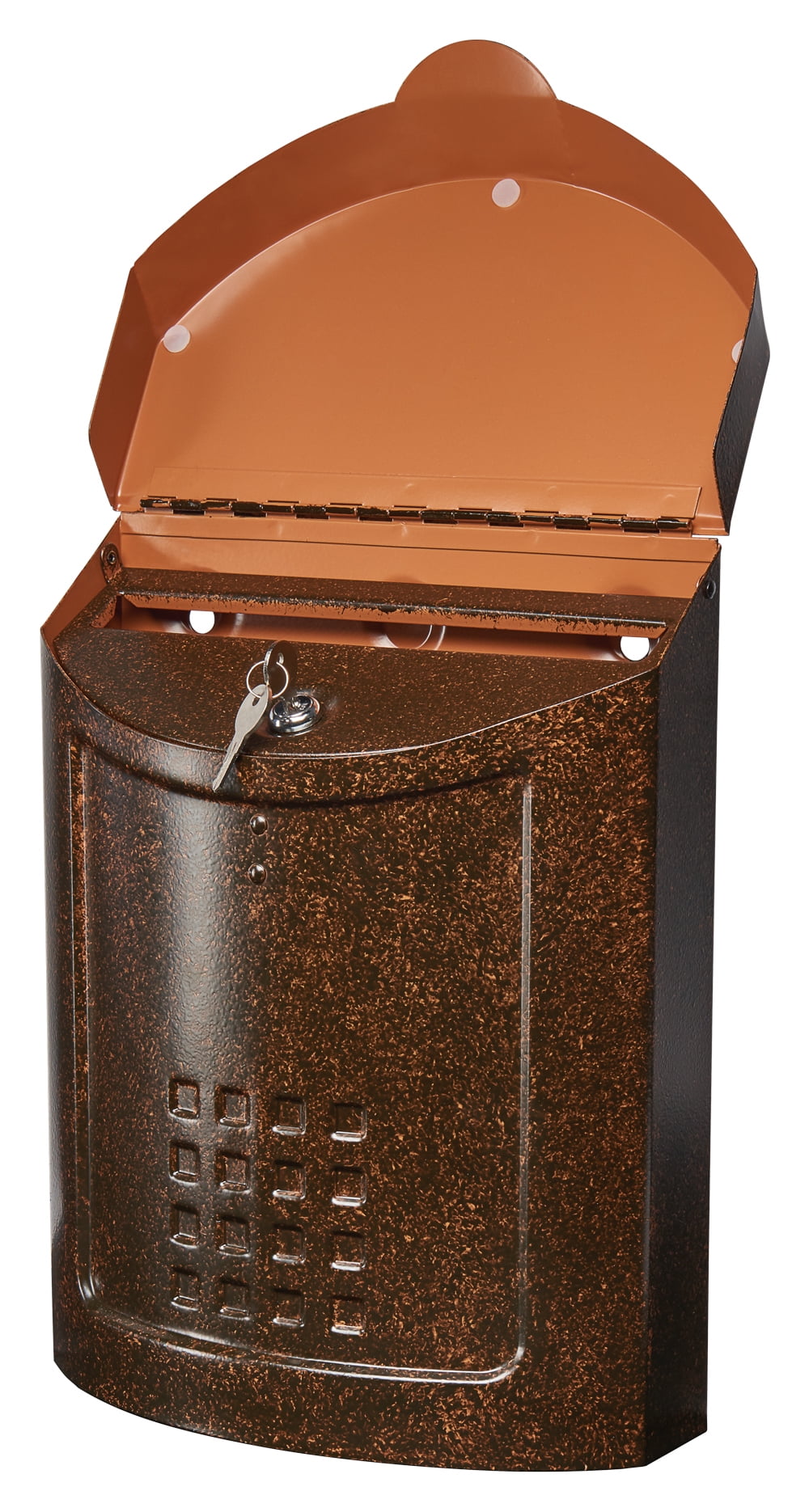Gibraltar Mailboxes Lockhart Locking Medium Capacity Galvanized Steel Aged Copper Wall Mount Mailbox Mbk694ac