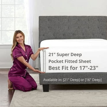 King Fitted Sheet Deep Pocket – Extra Deep Pocket Fitted Sheet King Size 17” - 21” Inch   Fitted Bed Sheets Only - King Size Fitted Sheets with Deep Pockets for Pillow Top Mattress - King Fitted