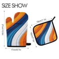 thumbnail image 2 of Yayeee Oven Mitts and Pot Holder Set of 2 Heat Resistant Kitchen Gloves Baking Hot Pad, Orange Abstract Wavy, 2 of 5
