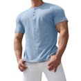 thumbnail image 3 of BOBOGOJP Men's Fashion T-Shirts Short Sleeve Crew Neck Tops Work Solid Color Pullover (Blue,L), 3 of 5