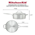 thumbnail image 3 of KitchenAid 3-Ply Base 4.5 Quart Stainless Steel Induction Sauté Pan with Helper Handle and Lid, Metal Utensil and Dishwasher Safe and Oven Safe to 500°F, Brushed Stainless Steel, 3 of 11