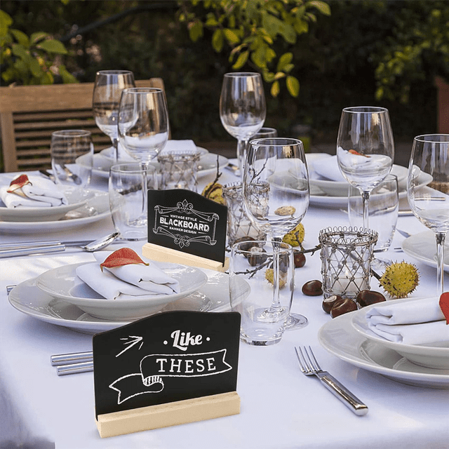 Lot de 24 Mini Panneaux de Tableau Noir, Tableaux de Notes de Cuisine avec Supports 10x7,2 cm Petit Tableau Noir Tableau de Messages pour Table