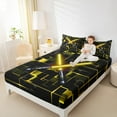 thumbnail image 4 of Erosebridal Electric Games Bed Sheets Set Twin Size,Neon Light Bedding Sets Twin Size,Glowing Yellow Ombre Checkered Bed Sheets Twin For Teens,Ultra Soft Bedroom Decoration，3-Piece, 4 of 8