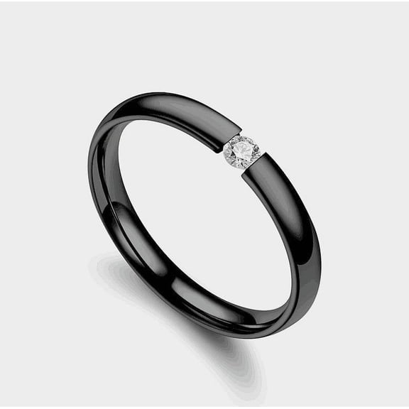 Womens Stainless Steel Ring with Zircon Diamond Inlay Geometric Design Fashion Jewelry High Quality Rings for Women Beautiful Appearance Rings for Her