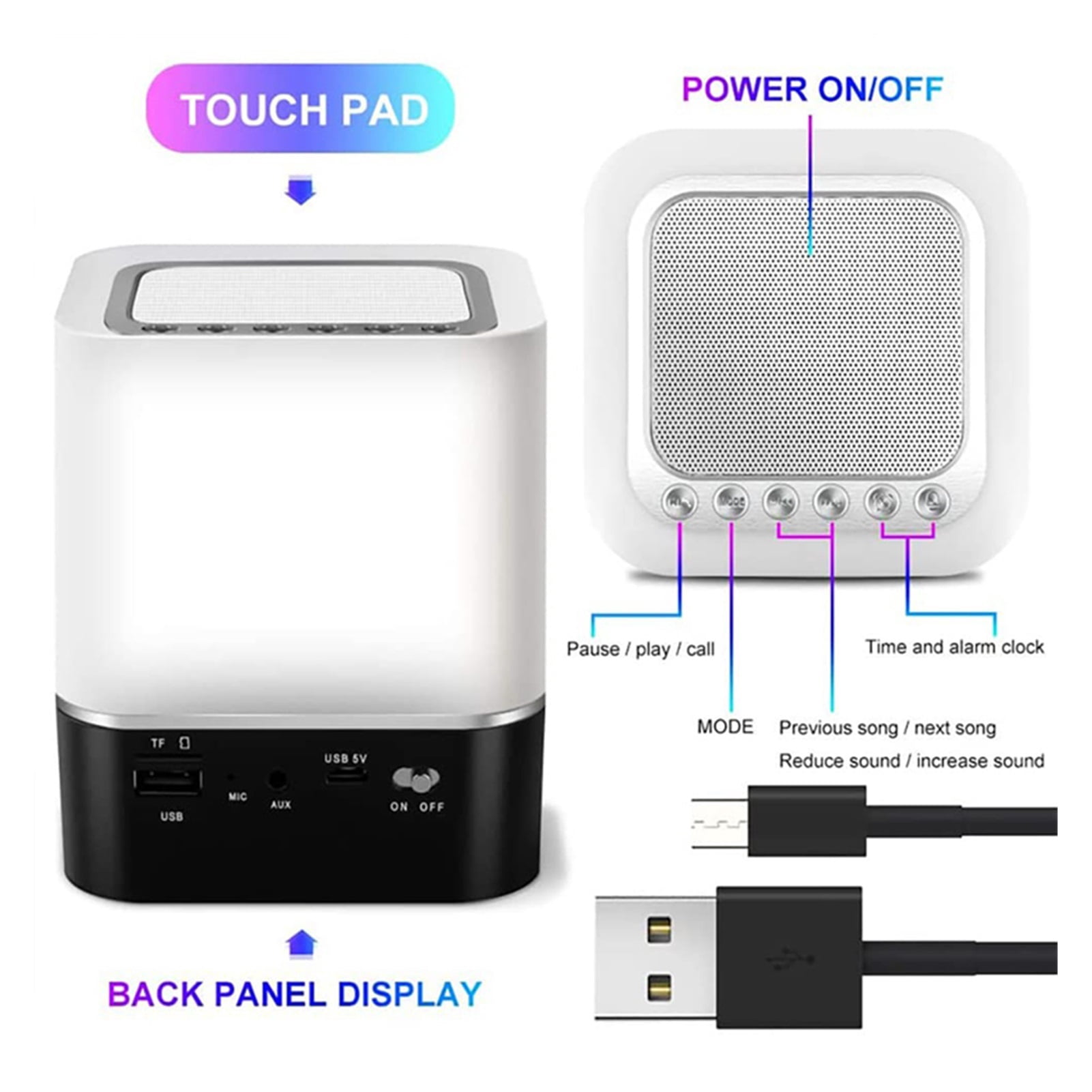 Computer Speaker Portable Smart Wireless Bluetooth Speaker Player Touch Pat Light Colorful Led Night Light Bedside Table Lamp