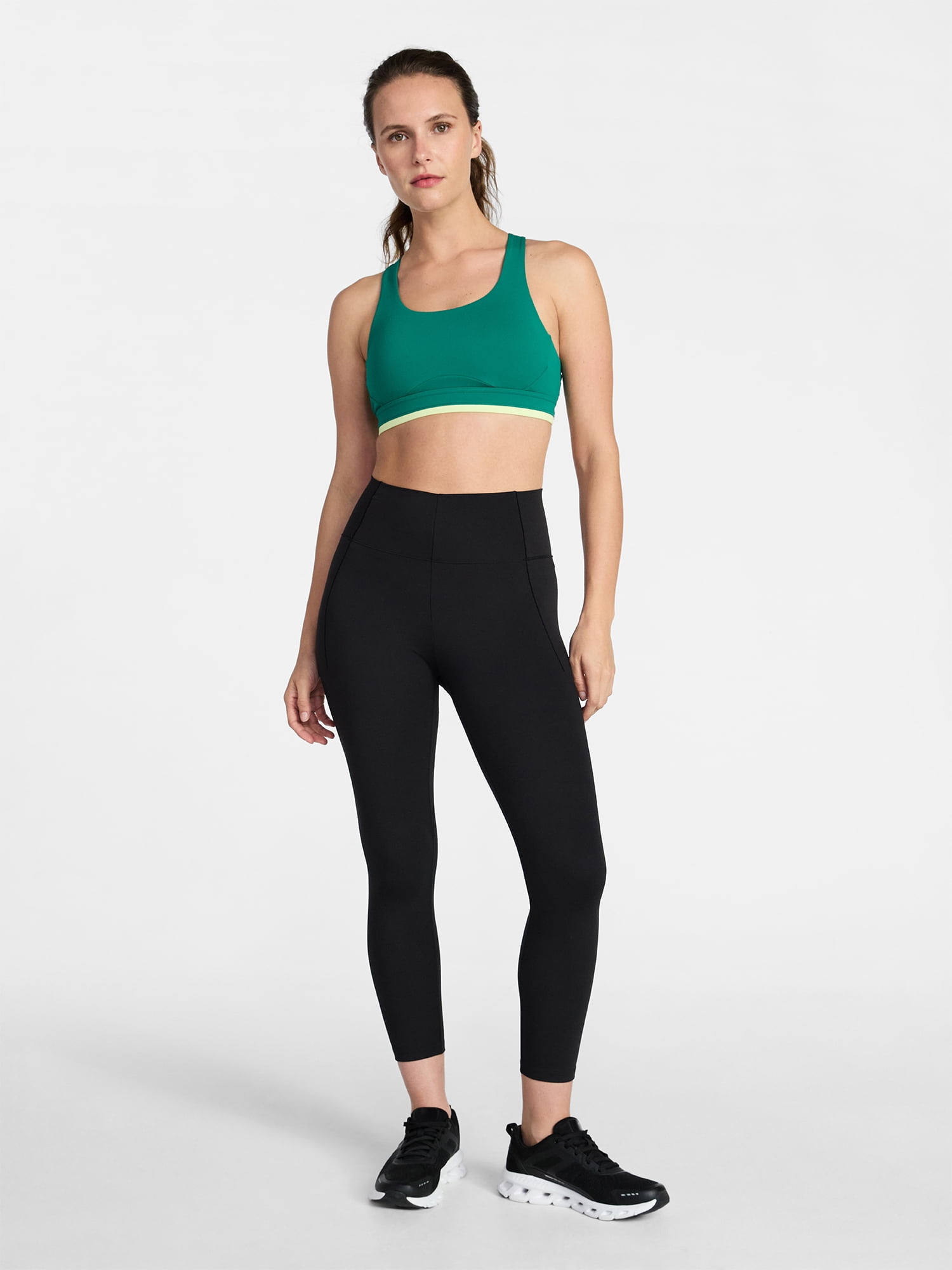 Avia Women's Medium Support Open Back and Contrast Tipping Sports Bra, XS-XXXL