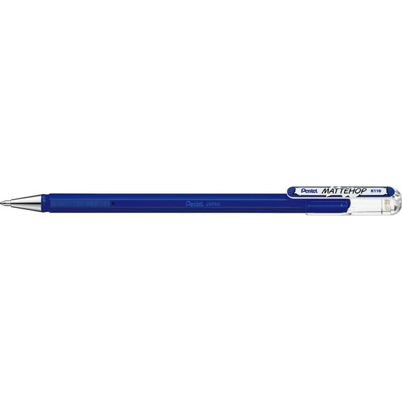 Pentel K110-VCX Mattehop Gel Rollerball Pen with High Coverage Ink in Matt Finish - Model with Cap, 1 Pack, Blue