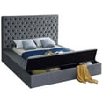 thumbnail image 2 of Pemberly Row Modern Solid Wood Tufted Velvet King Bed in Gray, 2 of 9