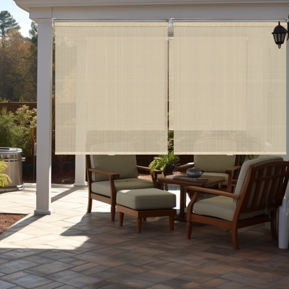 CHICOLOGY Exterior Blinds, Outdoor Blinds for Porch, Outdoor Patio Blinds, Sun Shades for Patio, Outdoor Shades for Patio Roll Up Waterproof, Natural - 70% UV Block, 36"W X 66"H