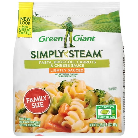 Green Giant Simply Steam Lightly Sauced Pasta with Broccoli, Carrots & Cheese, Family Size 22 oz Bag