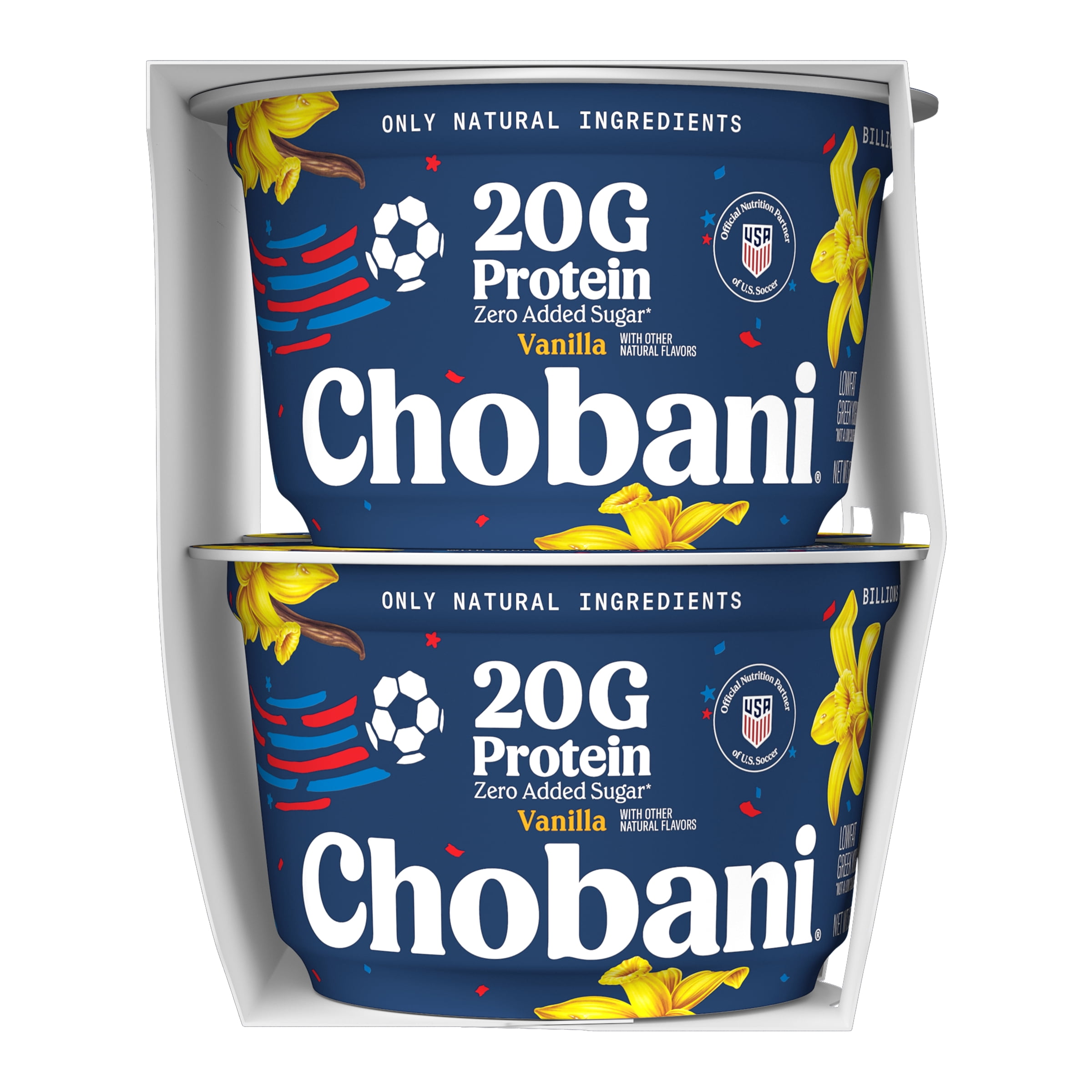 Chobani 20G Protein Low-Fat Greek Yogurt Vanilla 6.7oz 4 Pack