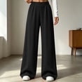 thumbnail image 2 of LEAVINGSUO Wide Leg Pants for Women Solid High Waist Elastic Sweatpants Casual Loose Flowy Workout Pants With Pocket Black S, 2 of 8