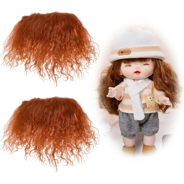 2 extensiones de cabello para crear pelucas y figuras. Accesorios para la confección de pelucas caseras. Color castaño rojizo.