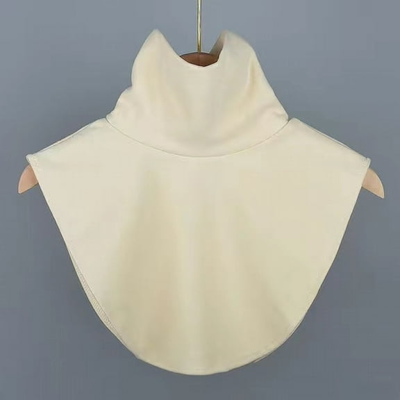 Women's Thermal Mock Neck Detachable Collar, Stretchable False Collar, Winter Warm Layering Accessory, Cotton Blend High Neck Collar, Solid Color Scarf Alternative, Korean Style Fashion - Beige