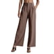 thumbnail image 1 of Pantalones de vestir de cintura alta y pierna ancha para mujer - Pantalones de trabajo con pliegues, elástico en la parte trasera y bolsillos laterales, 1 of 5