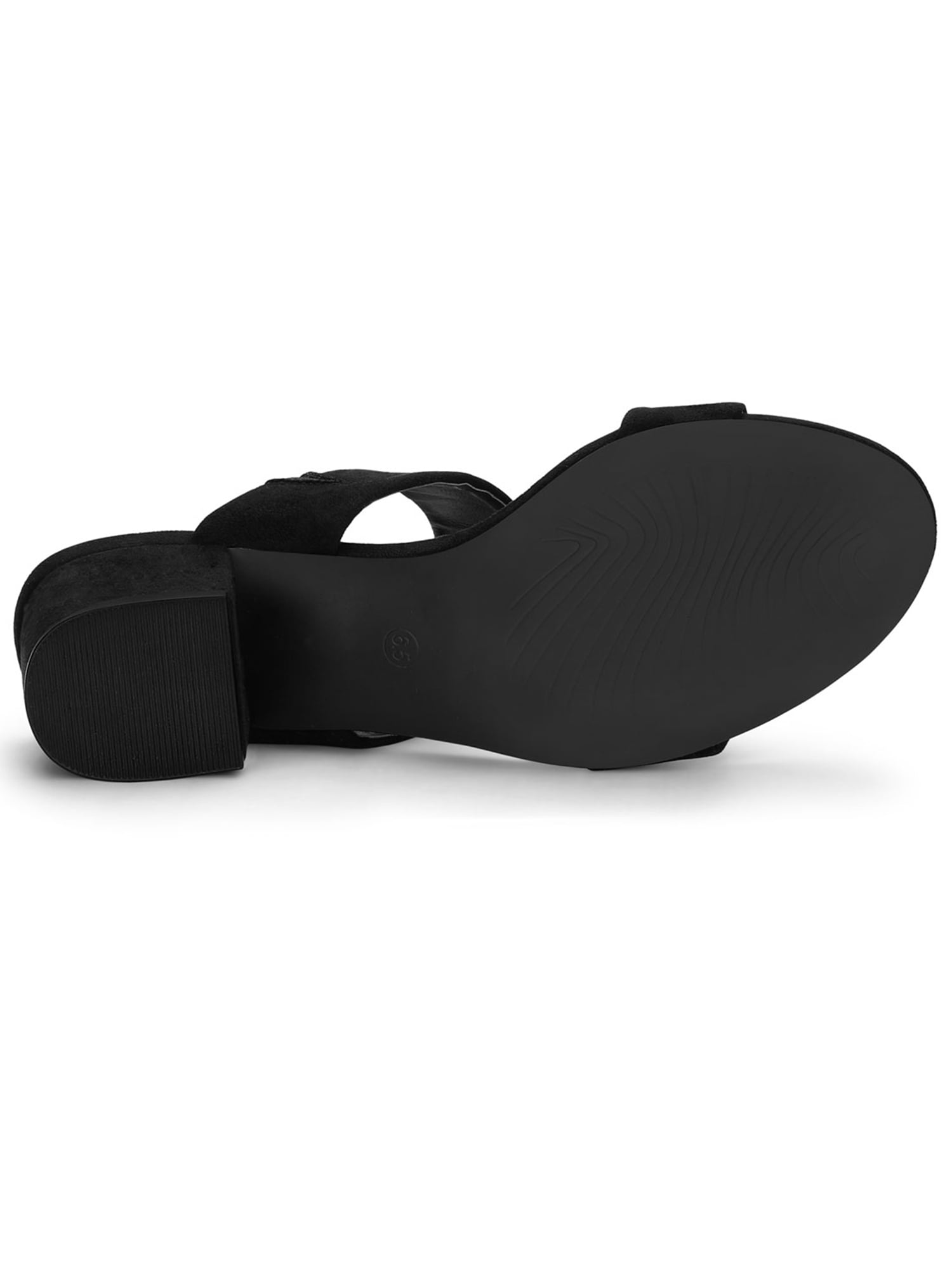 DARING DIVA Stylish Women's Block Heel Dual Straps Slide Sandals 8.5 Black