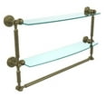 thumbnail image 5 of Waverly Place Collection Two Tiered Glass Shelf with Integrated Towel Bar - Matte Gray / 18 Inch, 5 of 7