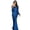 Blue, variant on Women Prom Dress Tassel Sleeves Sheath Slim Fit V Neck Solid Color Sequin Fishtail Hem Evening Dress Cocktail Party Maxi Dress