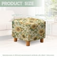 thumbnail image 3 of SCRAWLGOD Vintage Sunflower Leaf Beige Square Ottoman Cover Soft Ottoman Slipcover Thick Stretch Footrest Stool Cover with Elastic Band for Square Storage Ottoman Decor, 3 of 7