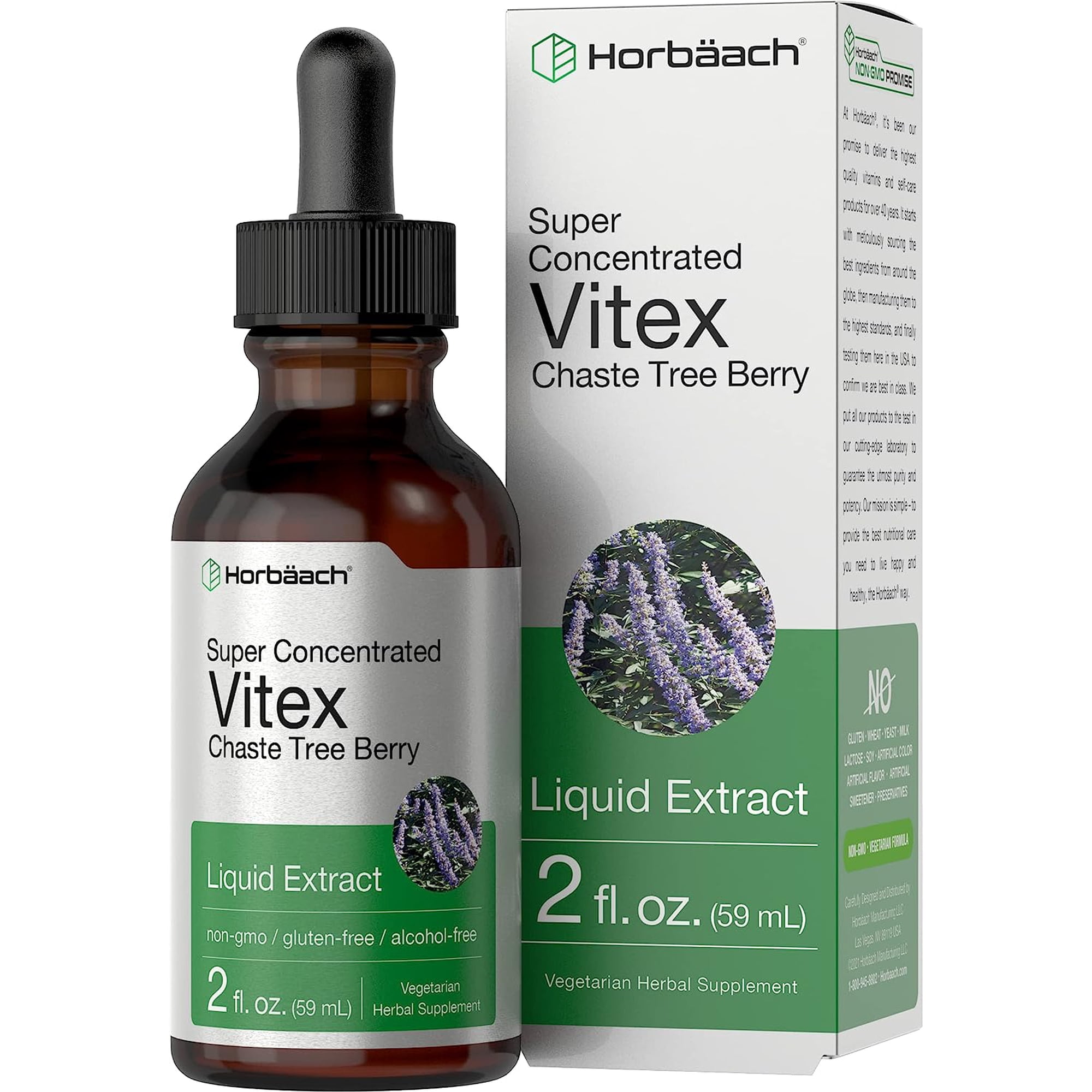 Vitex Berry Chasteberry Liquid Extract | 2 oz | Vegetarian for Men and Women | by Horbaach
