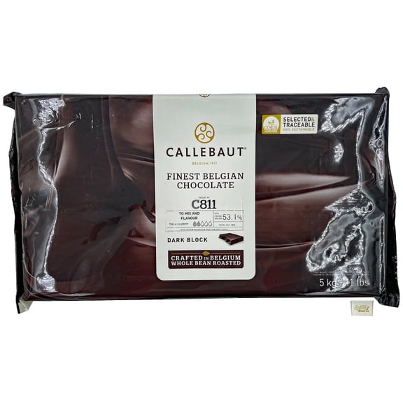 Callebaut Dark Chocolate Block C811-11.02lb (5kg) - 53.1% Cocoa Solids - Belgium Chocolate
