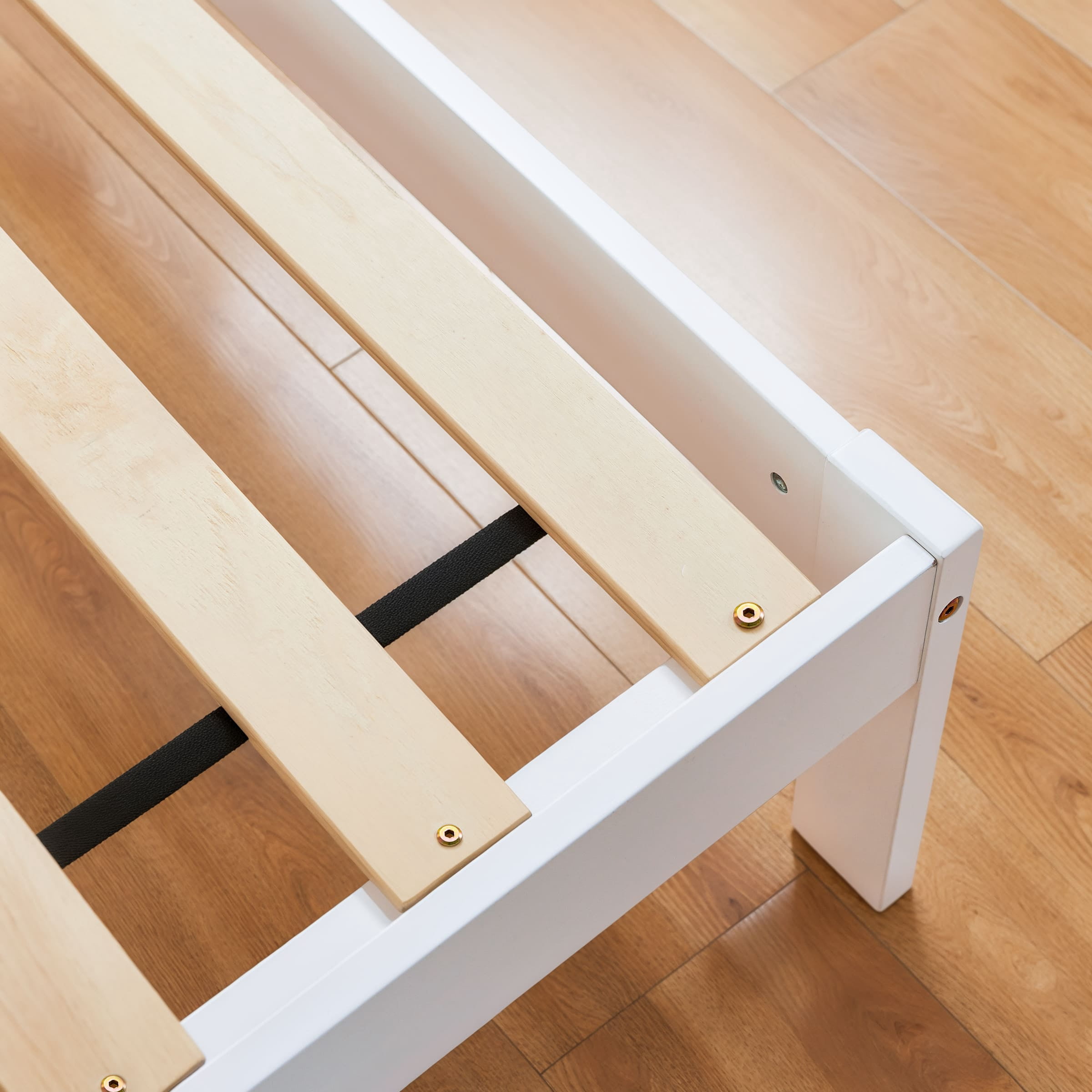 Subrtex 12" Solid Wood Platform Bed Frame with Wooden Slats, White, Queen