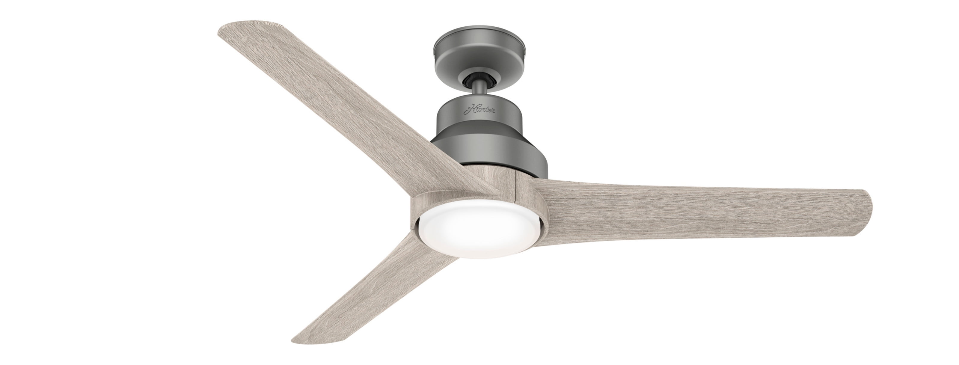 Hunter 52" Lakemont Outdoor Matte Silver Ceiling Fan with LED Light and