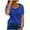 Blue, variant on Nfurl Womens V Neck T Shirts with Lace Strap Trendy Embroidery Boho Shirt Plus Size Short Sleeve Tops 2025 Summer Tshirts Casual Solid Color Blouses